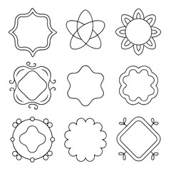 Set of Decorative Frames in Various Colors and Styles on a white background