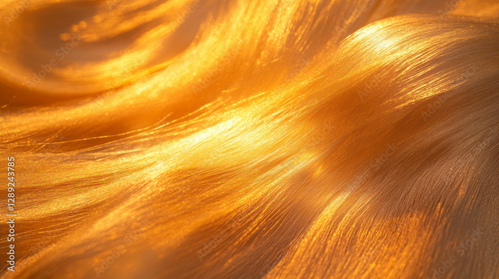 Poster golden silk threads with soft light on wooden texture for luxurious design