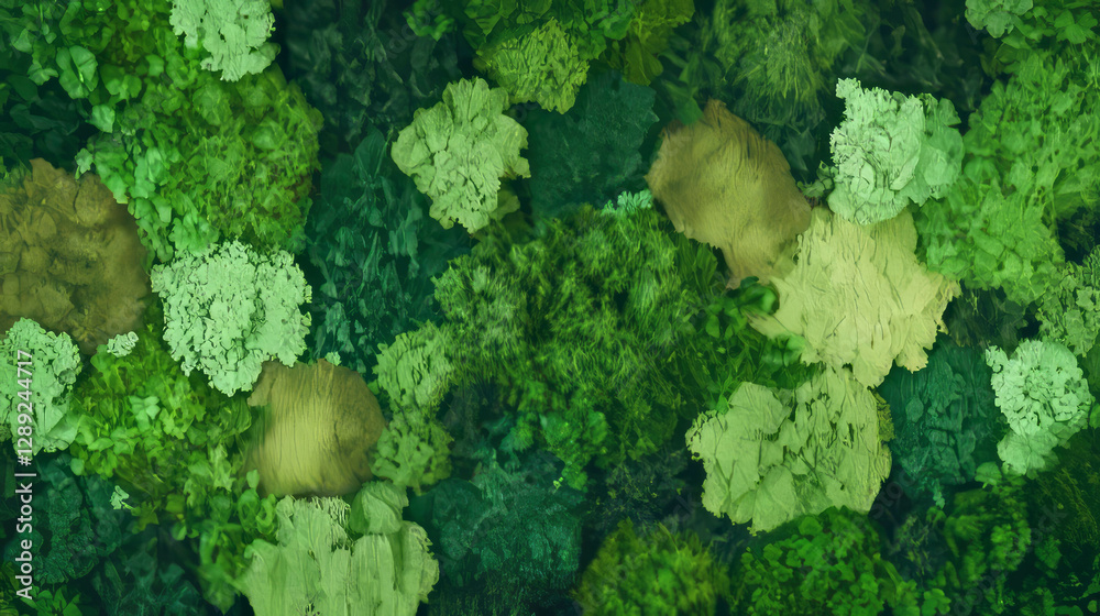Poster vibrant moss patterns on rustic wood texture – nature's green canvas for design