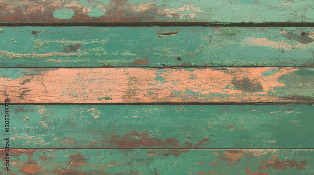 Aufkleber Rustic wooden texture with colorful moss patches for creative backgrounds and design
