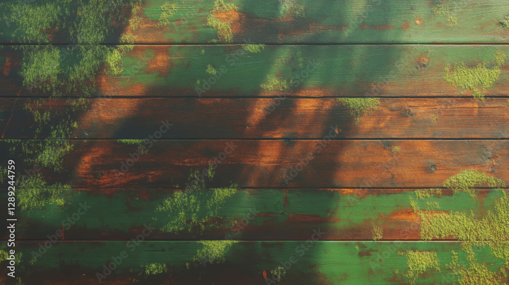 Poster rustic wooden texture with varied density moss for natural background design