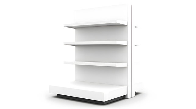 3d White Empty Product Display For Supermarket Mockup on white backdrop
