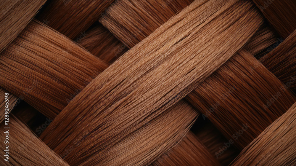 Poster intricate texture of woven silk strings on wooden surface for design and decor