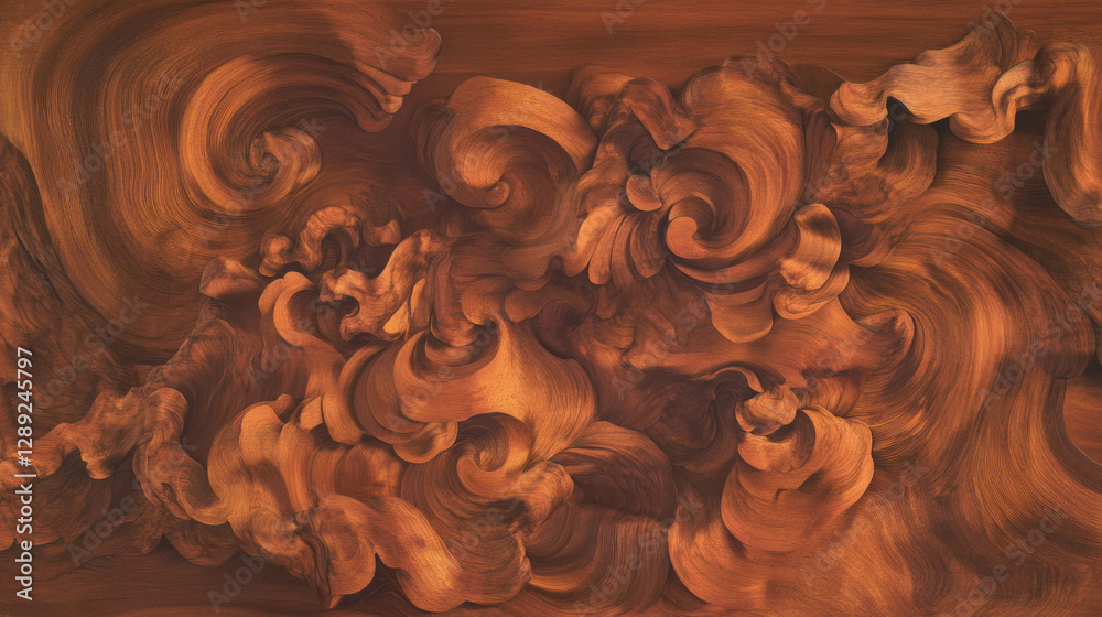 Poster mesmerizing cherry wood burl texture with artistic swirl patterns