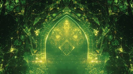 Obraz premium Intricate Emerald Green Fractal Design with Mystical Patterns