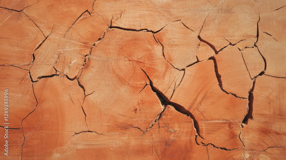 Poster rustic cherry wood texture with cracks for design and decor