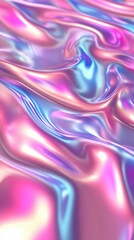 Obraz premium Iridescent fabric with flowing waves of pink and blue hues