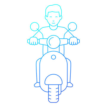 recommend clip art: Man on scooter line icon art