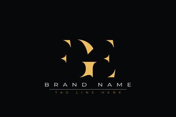 Naklejka premium FGE abstract letter logo design. This logo is designed by three abstract letters.