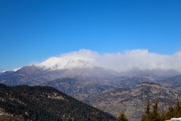 Fototapeta premium Snowy mountain landscape. High quality photo