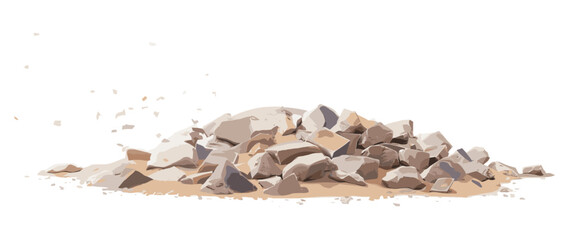 Small quartz stones and fine sand pile, vector, side view, isolated on white, with clipping path, natural granules, tiny pebbles, crushed minerals, decorative aggregates © aura studio