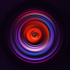 Colorful radial motion effect. Abstract rounded background. Color curves and sphere.