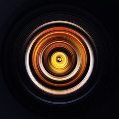 Colorful radial motion effect. Abstract rounded background. Color curves and sphere.