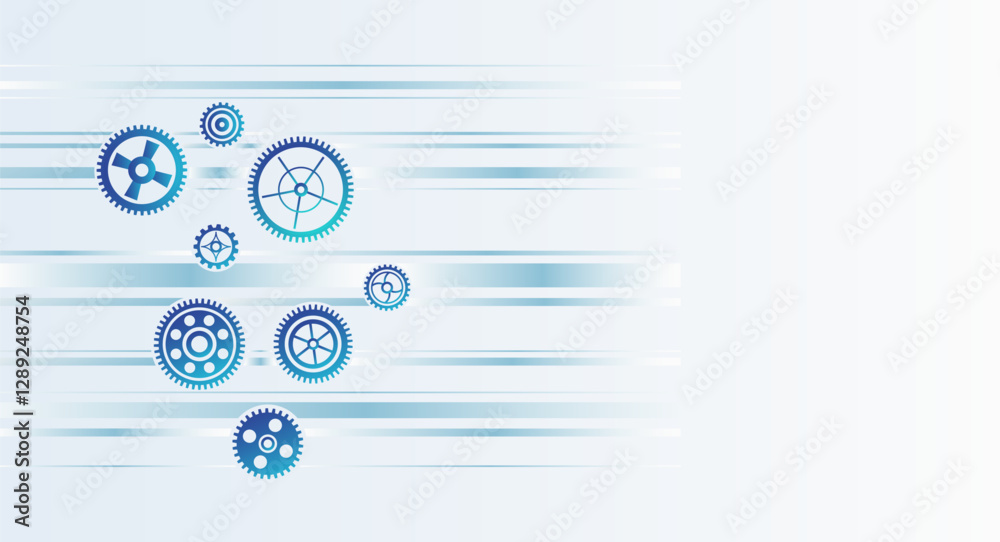 Aufkleber Cogwheel for science experiment presentation. Mechanical engineering concept. Business and industry internet banner. The mechanism consisting of gears on a grey background for the presentation.