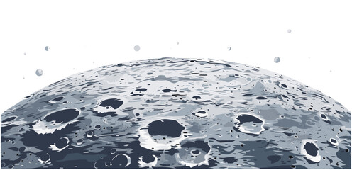 Moon surface vector, lunar landscape, craters on the moon, space background, astronomy illustration, celestial body, extraterrestrial terrain, planetary surface, cosmos exploration