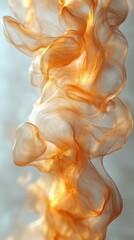 Flowing Orange Smoke Abstract Art with Ethereal Light Effects