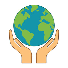 Hands Holding Earth Environmental Protection Icon Vector Art Illustration Design
