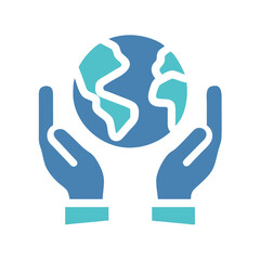 Obraz premium Hands Holding Earth Environmental Protection Icon Vector Art Illustration Design