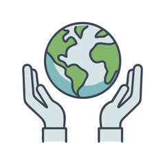 Hands Holding Earth Environmental Protection Icon Vector Art Illustration Design