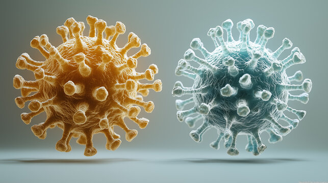 Colorful representations of virus particles showcasing intricate structures and unique characteristics in a scientific setting