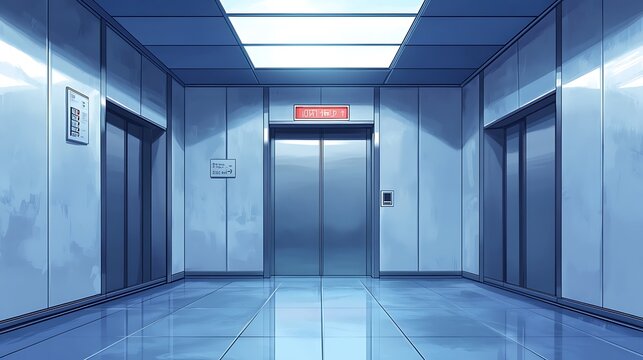 Empty modern elevator hall interior - Powered by Adobe