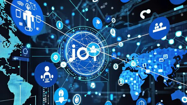 Internet of Things Network with Digital Data Connections, Smart Technology, Cloud Computing, and Global Connectivity

