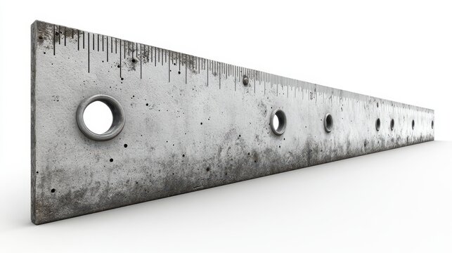 3D Render of a Concrete Barrier with Measurement Scale and Ruler for Precise Isolation in Centimetres and Inches