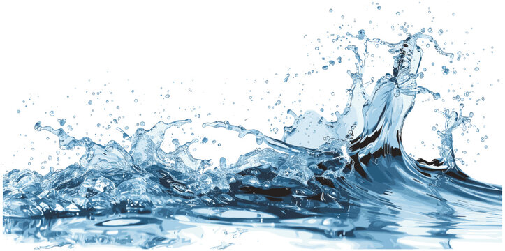 Isolated vector water wave, transparent splash png, ocean wave splash, clean water wave, sea wave, water droplets, transparent wave on white background, water splash isolated png