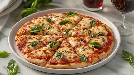 Delicious Margherita Pizza Slices Restaurant Table