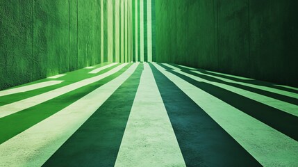 Abstract Green Striped Ramp Moving Up in 3D