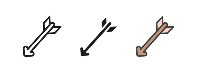 Bow arrow icon. Archery and target symbol. Precision vector illustration. Hunting, accuracy and competition sign. Traditional weapon pictogram.