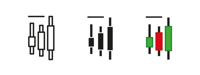 Candle chart icon. Trading and investment symbol. Financial vector illustration. Stock market and cryptocurrency sign. Business, volatility and analysis pictogram.