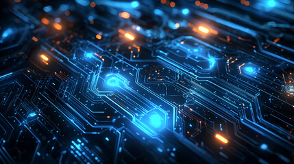 Obraz premium Futuristic mechanical background with glowing circuit patterns