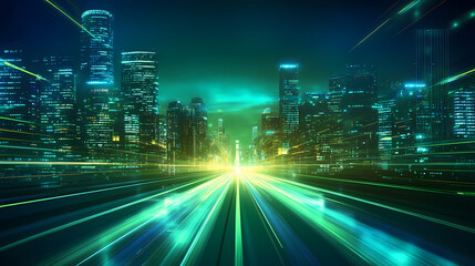 Obraz premium green rays abstract road lines