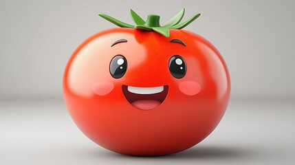 A cartoon isolated vector of a happy tomato with a face.