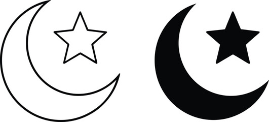 moon and star silhouettes islamic symbol vector