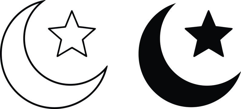 moon and star silhouettes islamic symbol vector