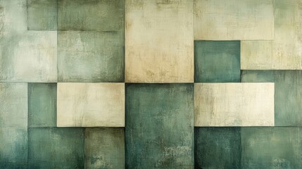 Abstract composition of rectangular blocks displaying varied colors and textures