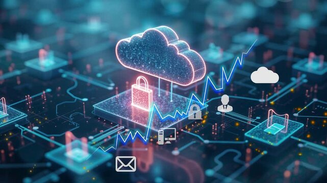 Cloud Technology is Redefining Data Security.Safe data.Protecting cyber attack.Place for logo
