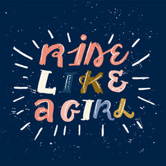 Ride like a Girl.  Greeting Card, phone sticker, print, poster with inspirational text quote.