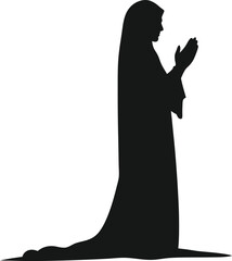 Praying woman silhouette islamic vector art