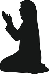 Praying woman silhouette islamic vector art