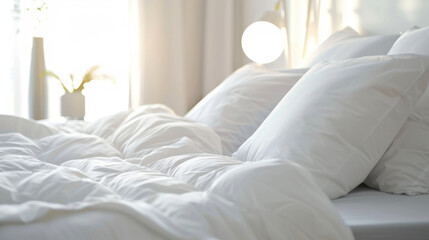 bed with white clean linen