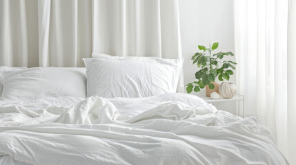 Obraz premium bed with white clean linen