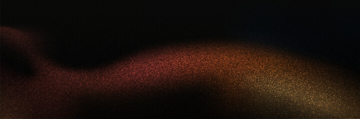 Orange yellow black grainy gradient background glowing color flow wave noise texture abstract banner design. eps 10