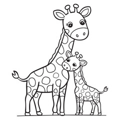 Naklejka premium Cute Giraffe Coloring Page for Kids