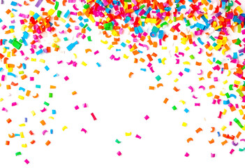 falling colorful confetti isolated on transparent background cutout