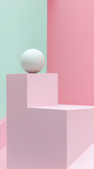 Minimal geometric shapes in pastel pink and soft mint