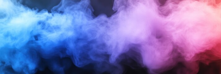 Fototapeta premium atmospheric d smoke effect, realistic d smoke billows illuminated by moody blue and purple light, creating a dramatic and immersive web banner