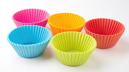 Colorful Silicone Cupcake Liners on White Background